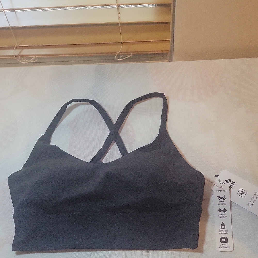 RBX Black Crisscross Strap Sports Bra